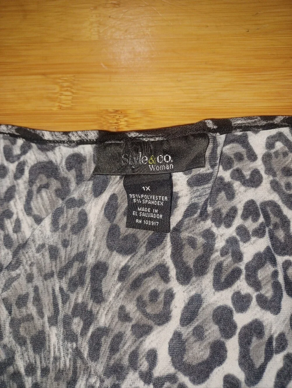 Style & Co. Black and Gray Leopard Print Tunic Top